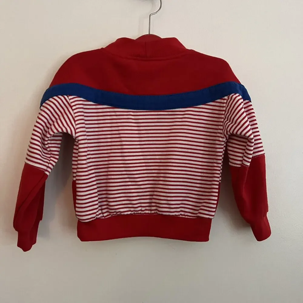 Vintage Red Striped Wildlife Pullover